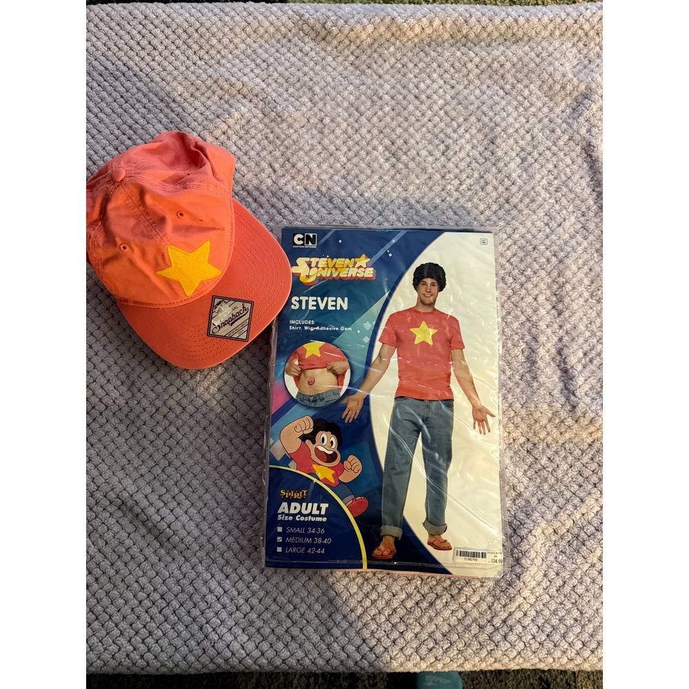 Spirit Steven Universe Adult Costume Medium Shirt Wig Gem & Bioworld Star Hat